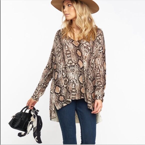 SHOW ME YOUR MUMU | Hug Me Sweater Python Knit Brown Cream Women’s Size Medium - Picture 12 of 12